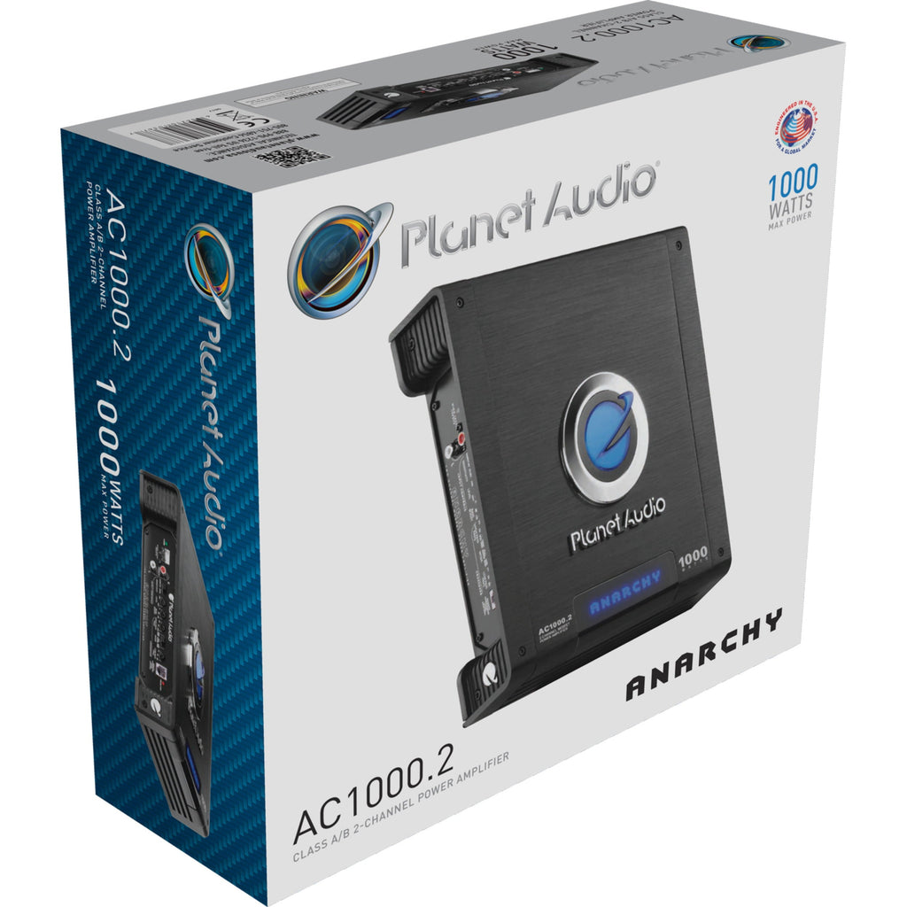 Planet Audio AC1000.2 1000 Watt 2 Channel Car Amplifier Mosfet Bridgeable