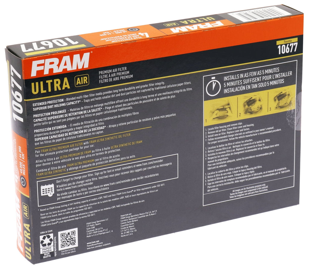 FRAM Ultra Air XGA10677, Premium Engine Air Filter, Replacement Filter for Select Lexus and Toyota Vehicles Fits select: 2013-2018 TOYOTA RAV4, 2012-2017 TOYOTA CAMRY