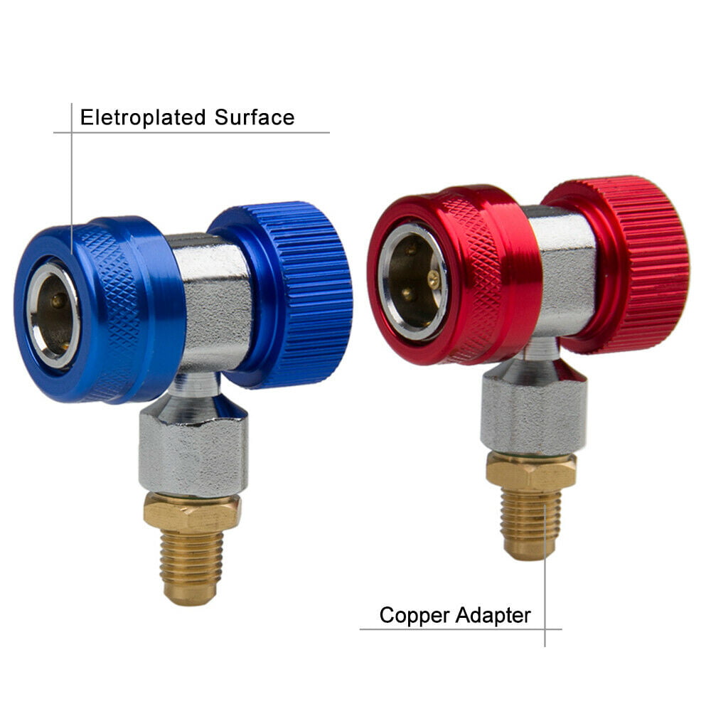 A/C R134A Quick Coupler Adapter Manifold Connector 1/4" SAE HVAC High & Low Side