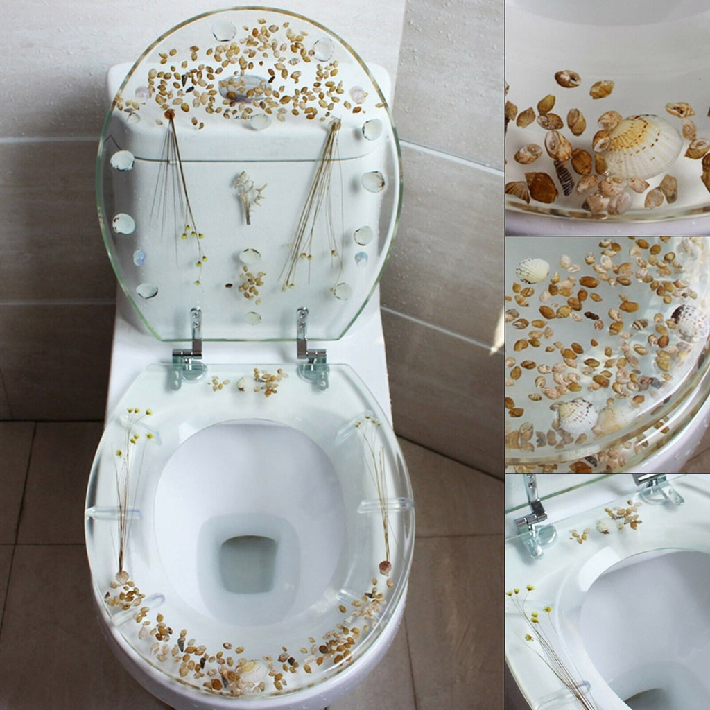 OUKANING Transparent Resin Toilet Seat Shell Decoration Home Bathroom Toilet Durable