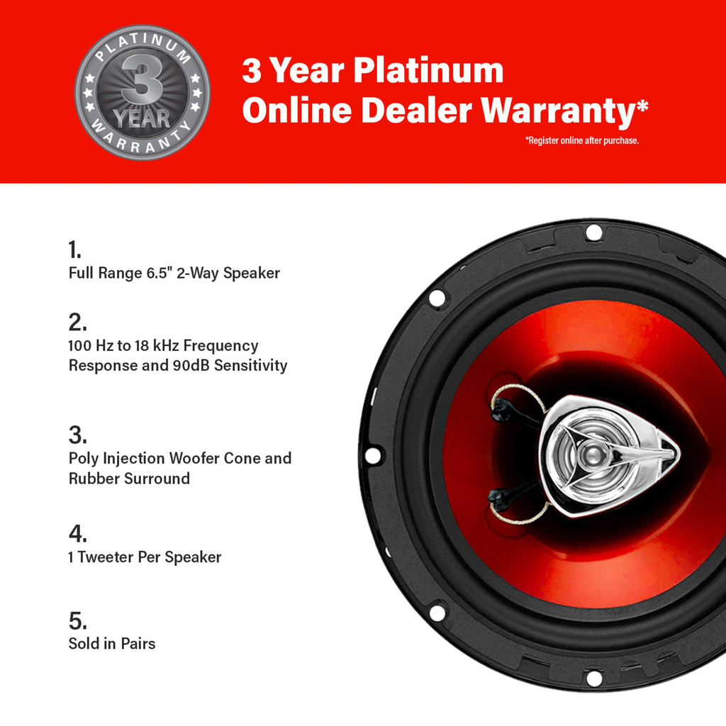 Boss Audio CH6520 6.5" 2-Way Chaos Extreme 250 Watt Car Speakers (Pair of Speakers)