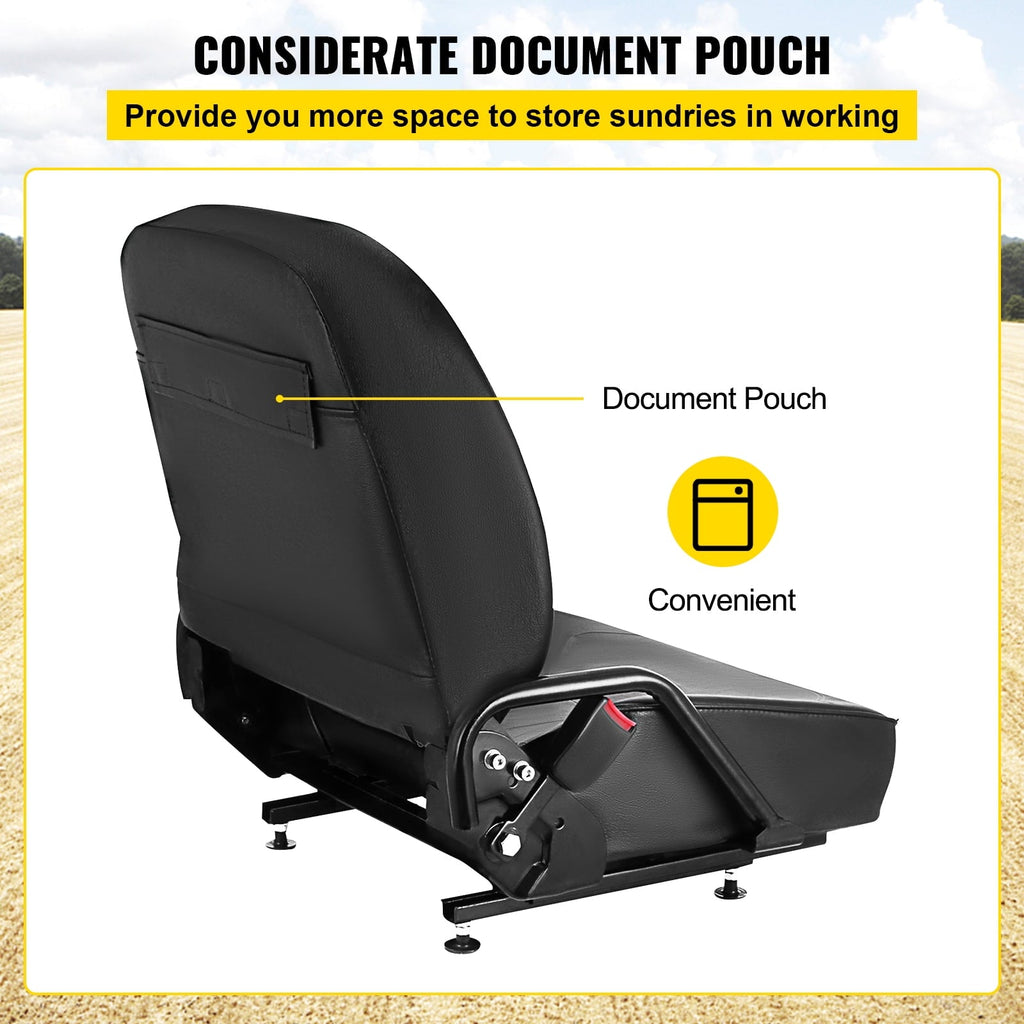 VEVORbrand Universal Forklift Seat Komatsu Style Forklift Seat with Retractable Seat Belt Excavator Seat