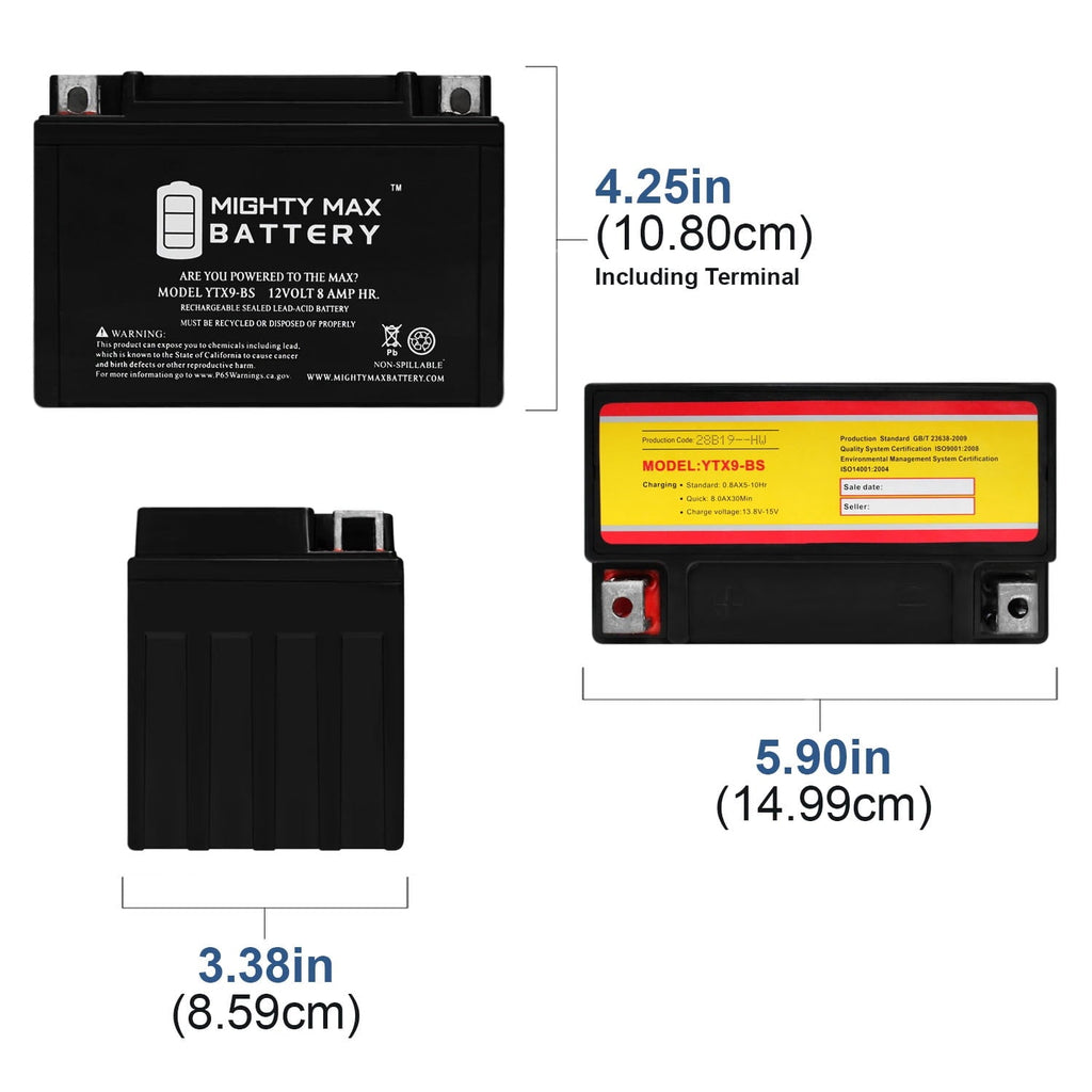 YTX9-BS SLA Battery for Honda 750 VFR750R (RC30) 1990