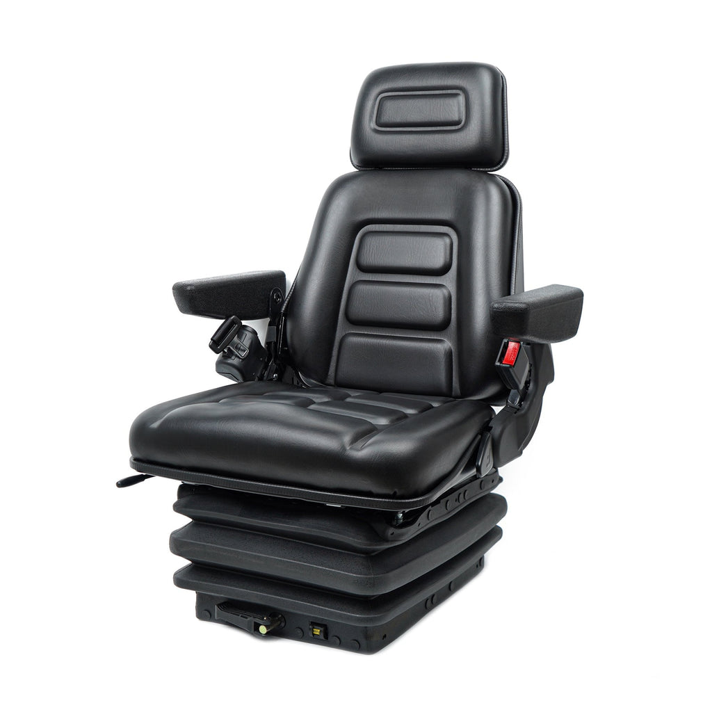 TICSEA Universal Heavy Duty Forklift Seat with Mechanical Suspension, Equipped with Adjustment Arm Rest, Seat Belt for Tractor Excavator Skid Steer
