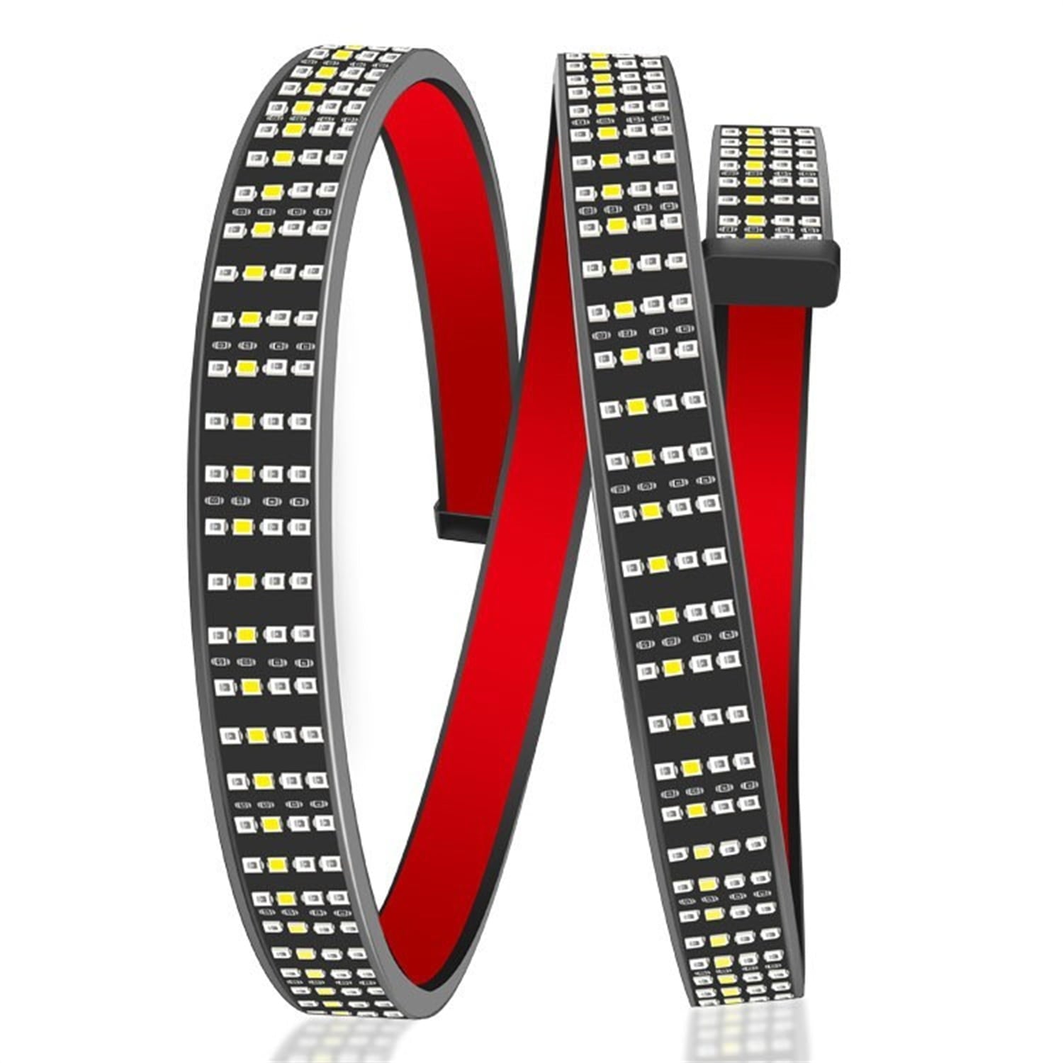 BLUELK 60" Truck Tailgate Light Bar Four Row 648 LED Flexible Strip Running Turn Signal Brake Reverse Tail Light,Red/White