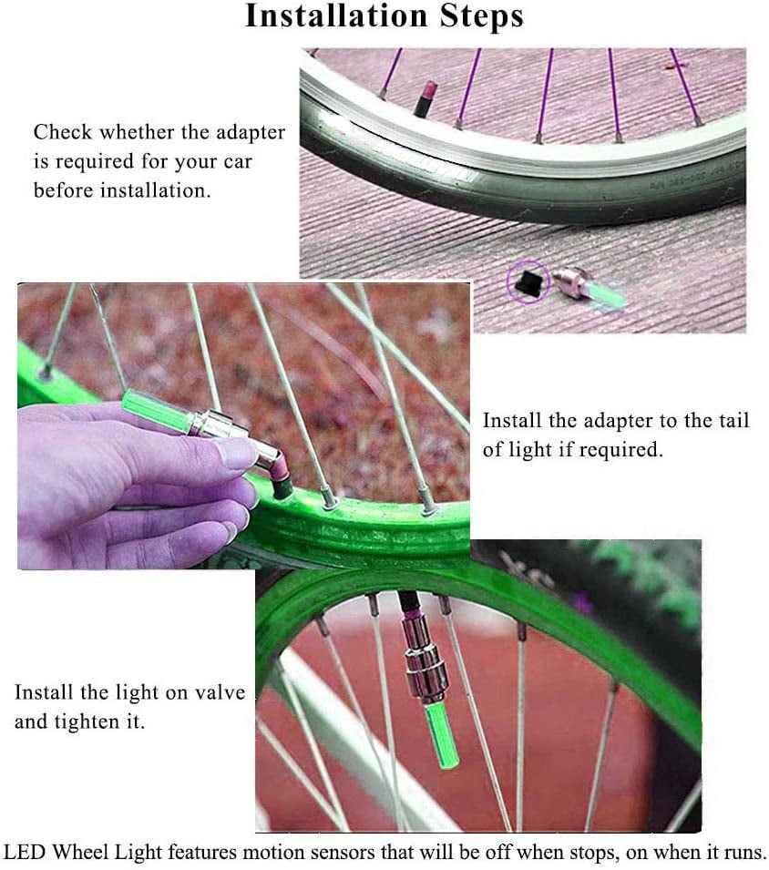 Mightlink LED Flash Tyre Wheel Lights - Bike Tire Valve Stem Caps Lights, for Car Bike Bicycle Motorcycle - 4PCS