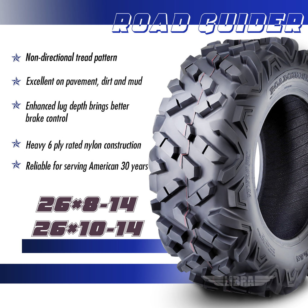 Set of 4 ATV UTV Tires 26x8-14 26x8x14 Front & 26x10-14 26x10x14 Rear 6PR