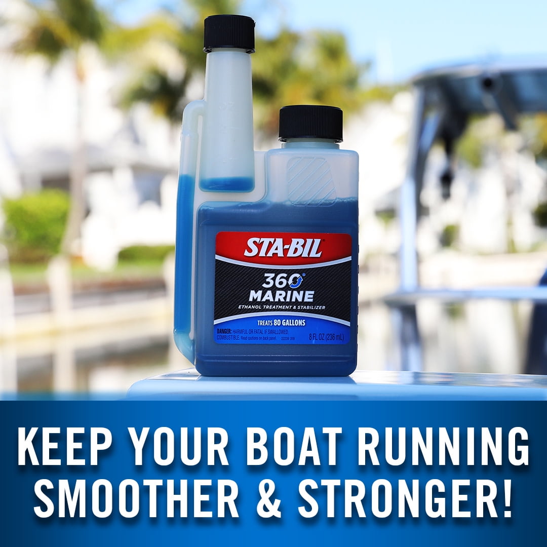 STA-BIL 360 Marine Ethanol Treatment & Fuel Stabilizer - Fuel System Cleaner - Fuel Injector Cleaner - Removes Water- Protects Fuel System - Treats 80 Gallons - 8 Fl. Oz.