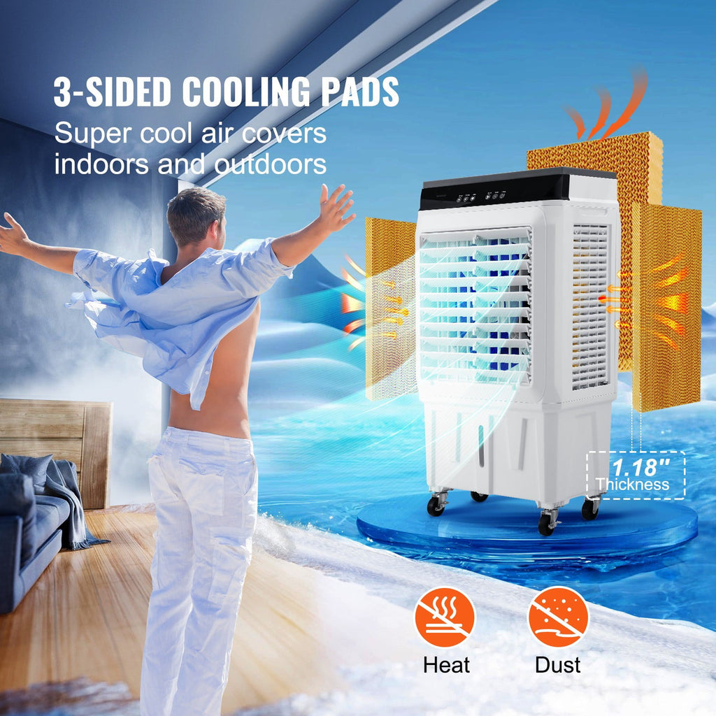 BENTISM Evaporative Cooler Swamp Cooler 3-in-1 2100 CFM 7 Gal 12h Timer Air Humidifier