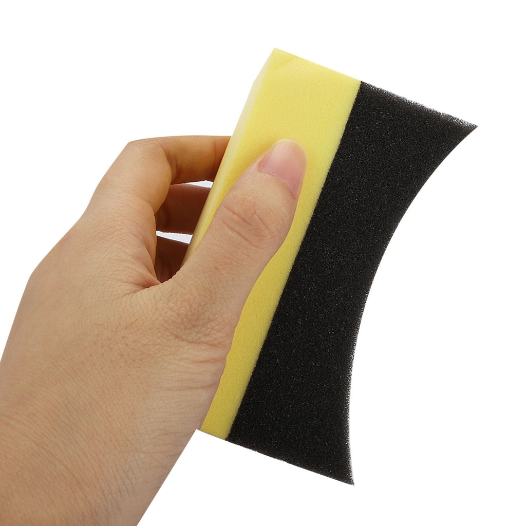 12/6pcs Car Care Applicator Pad, Car Tire Wheel Dressing Curved Foam Sponge Pad,  Gloss Shine Color Polishing Sponge Wax, Mess Free Application Tire Dressings, Reusable and Washable
