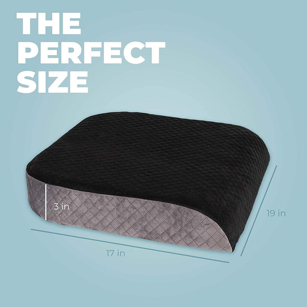 Kolbs Large Seat Cushion | Stylish Plush Velvet Cover | Large Memory Foam Seat Cushion for Office Chair, Car or Wheelchair | Office Chair Cushion Back Pain Coccyx Pain Relief | Carry Handle