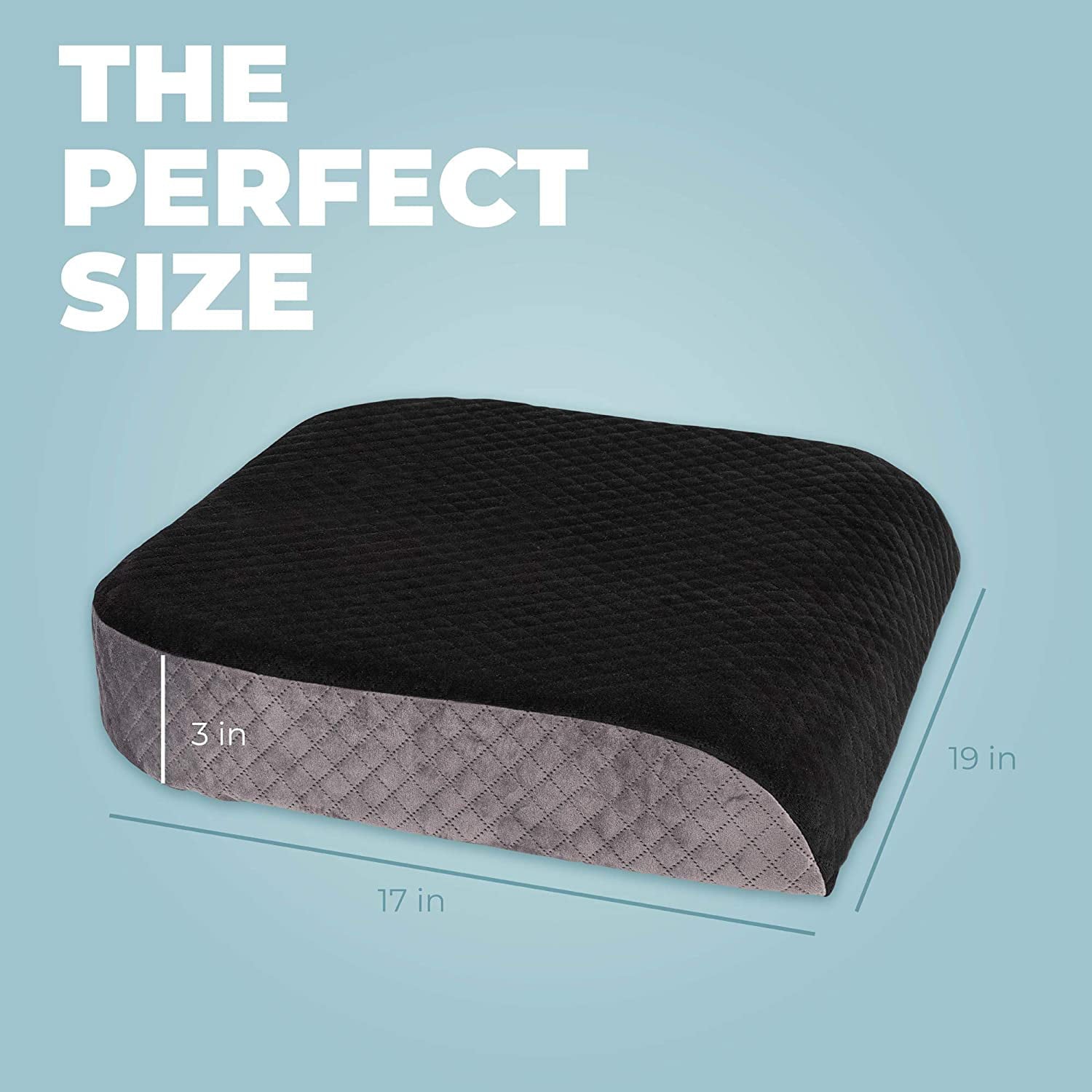 Kolbs Large Seat Cushion | Stylish Plush Velvet Cover | Large Memory Foam Seat Cushion for Office Chair, Car or Wheelchair | Office Chair Cushion Back Pain Coccyx Pain Relief | Carry Handle