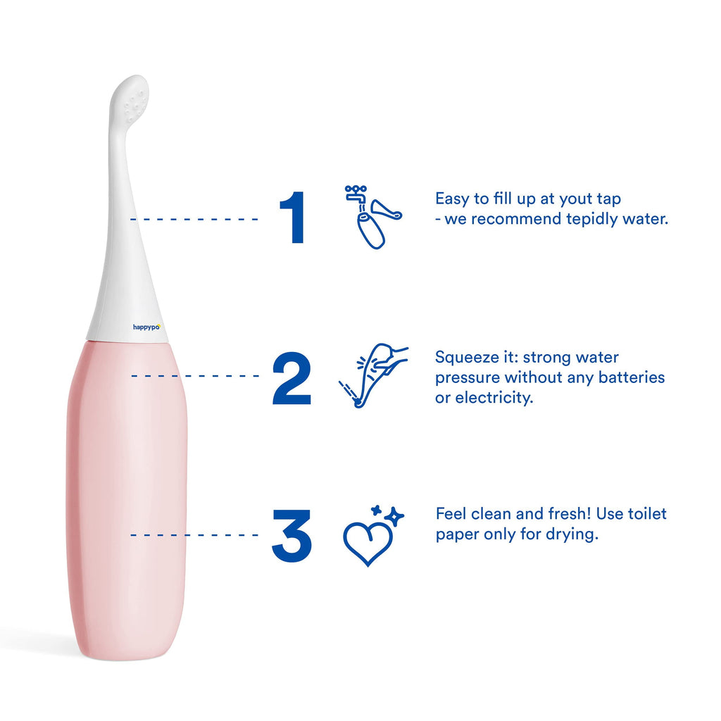 HAPPYPO Portable Bidet (Ros) l Easy-Bidet 2.0 l Replaces Wet Wipes l Travel Size