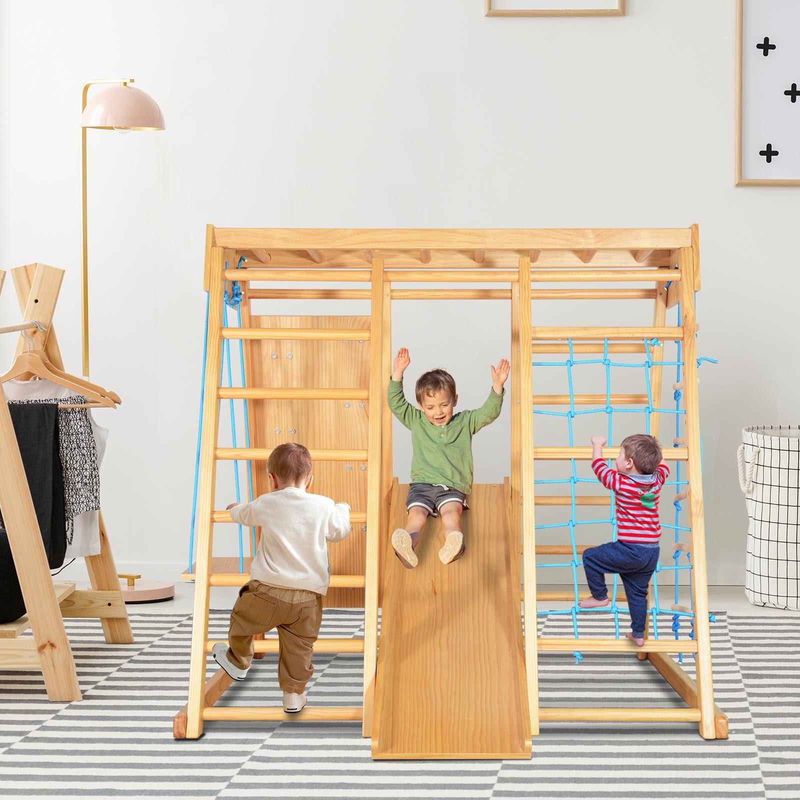 LALAHO 7-in-1 Indoor Playground Kids Playground Climbing Toys for Toddlers, Indoor Jungle Gym for Toddlers