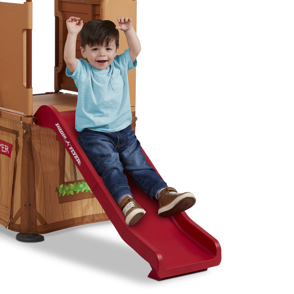 Radio Flyer, Folding Treetop Climber Playset with Slide, for Kids and Toddlers, Ages 2-5 years, Indoor and Outdoor Play