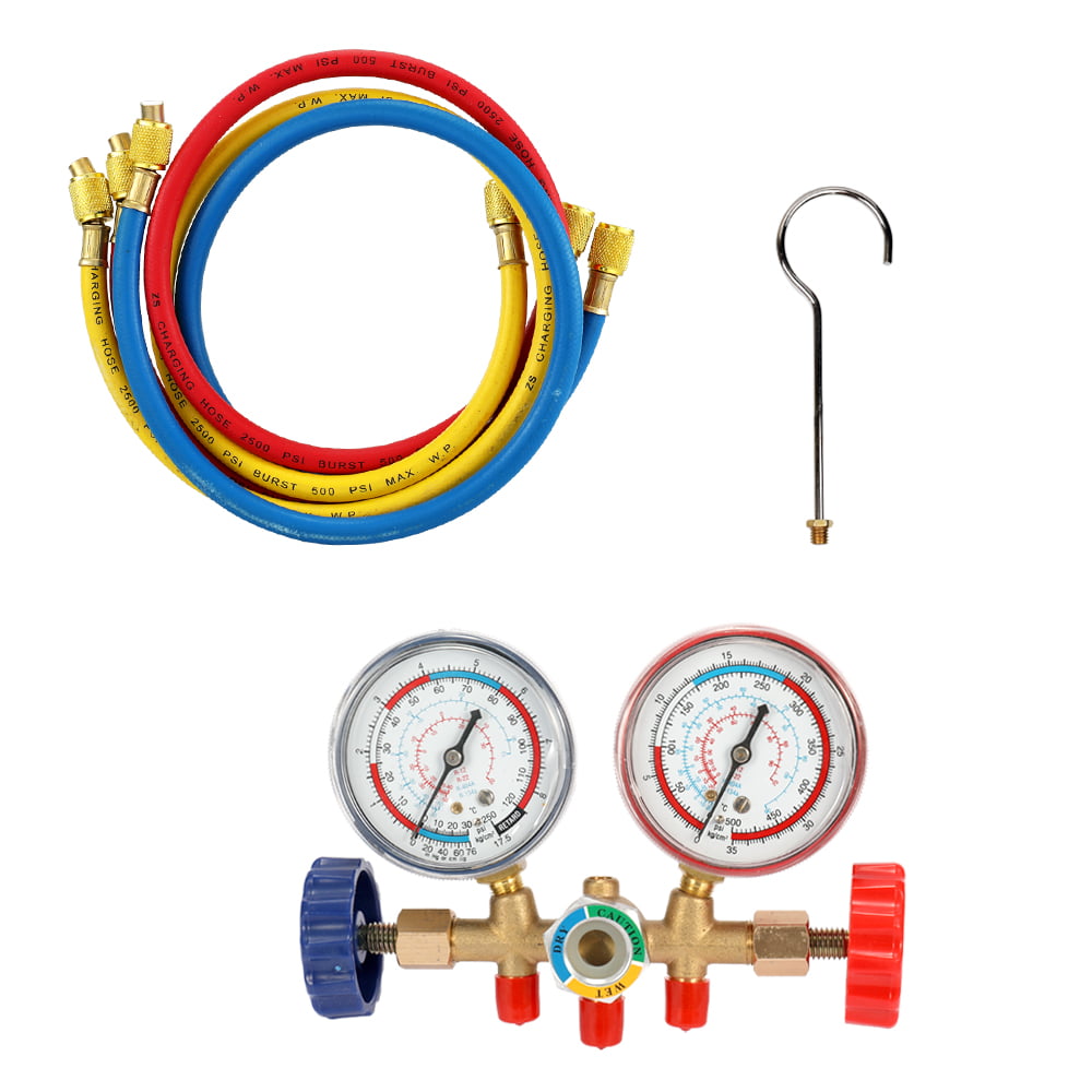 Refrigerant Manifold Gauge Set Air Conditioning Tools With Hose And Hook For R12 R22 R404A R134A