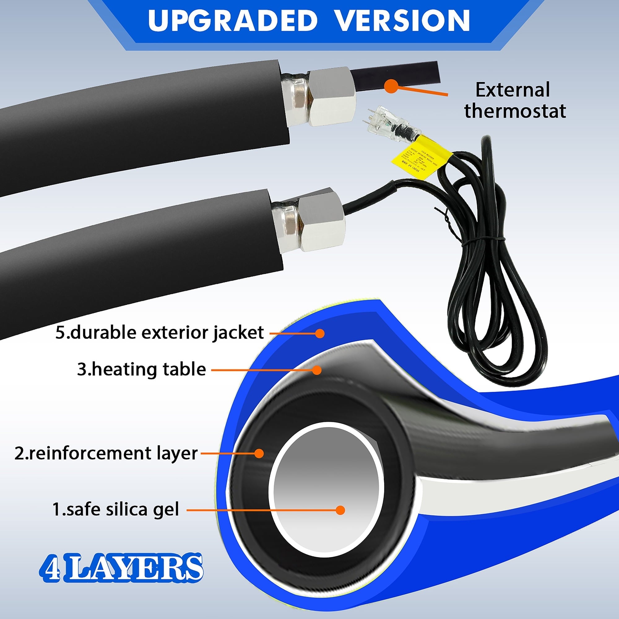 50FT, 100FT Heated Water Hose for RV,-45 ℉ Antifreeze Drinking Garden Water Hose，Rv Accessories, Rv Water Hose