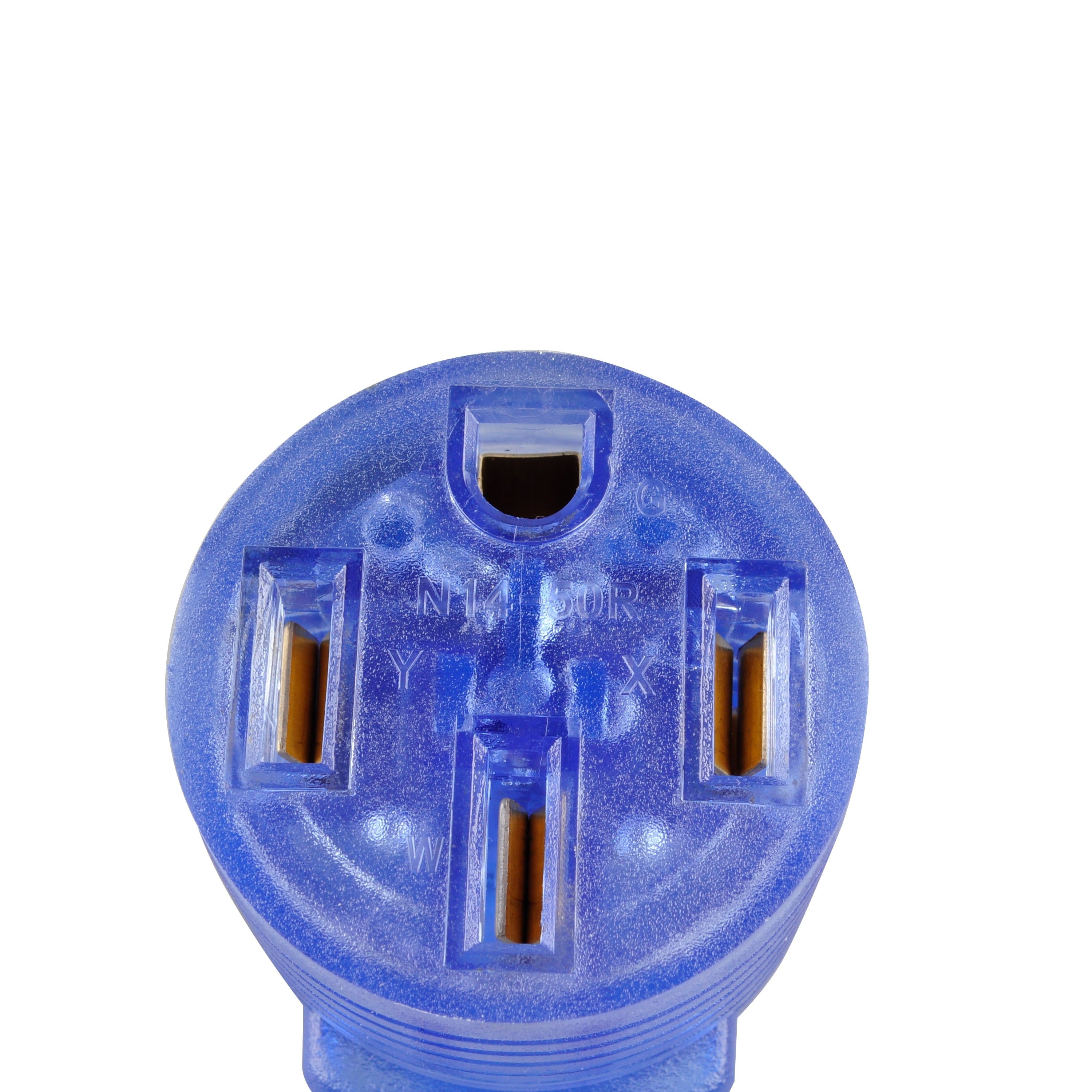 Auto Drive 30 to 50-Amp Universal RV Power Adapter with Light, Clear Blue