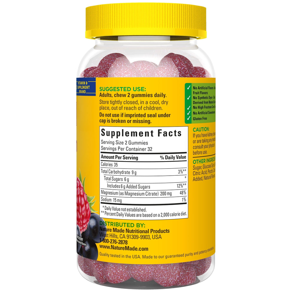 Nature Made High Absorption Magnesium Citrate 200 mg Per Serving Gummies, 64 Count