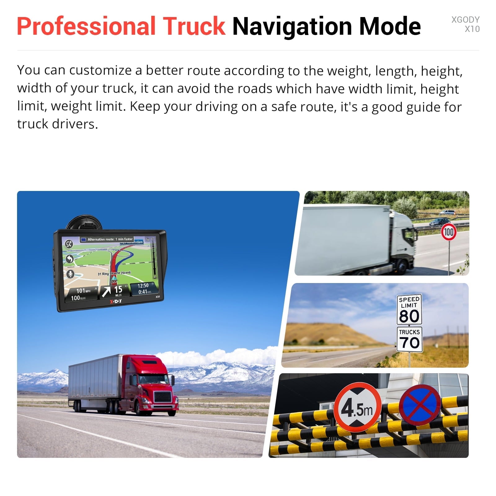 XGODY 9 inch Truck GPS Navigation for Car GPS 2023 Lifetime Free Map Updates GPS for Car with Voice Guidance Speed Camera Warning Route Planning