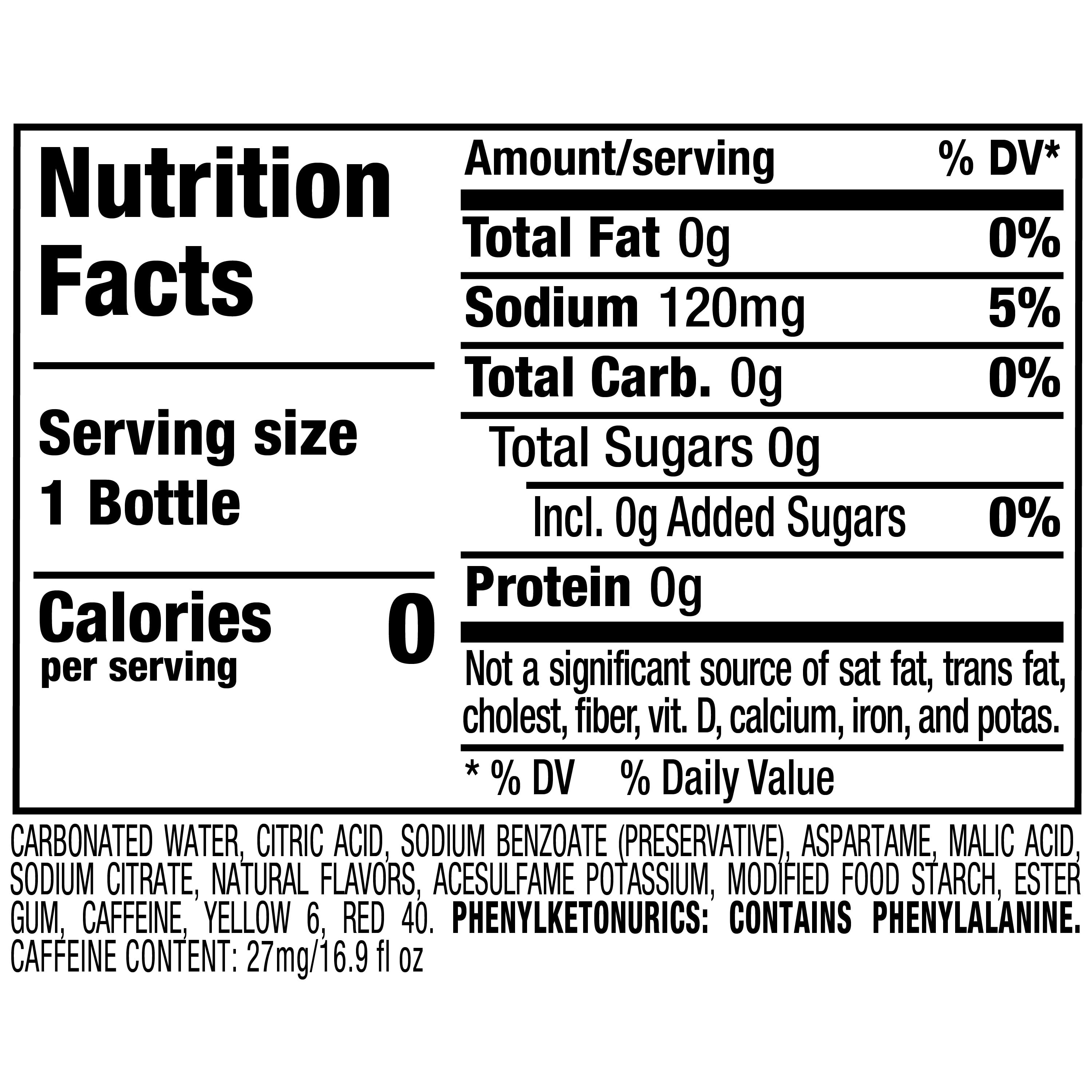 Sunkist Zero Sugar Orange Soda, .5 L bottles, 6 pack
