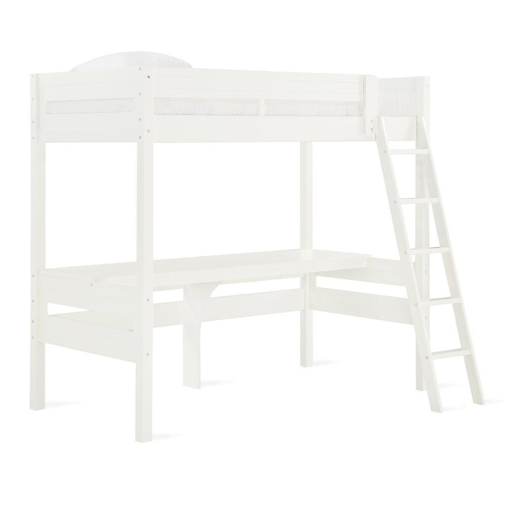 Teen Novogratz Lennon Twin Size Loft Bed with Desk, White