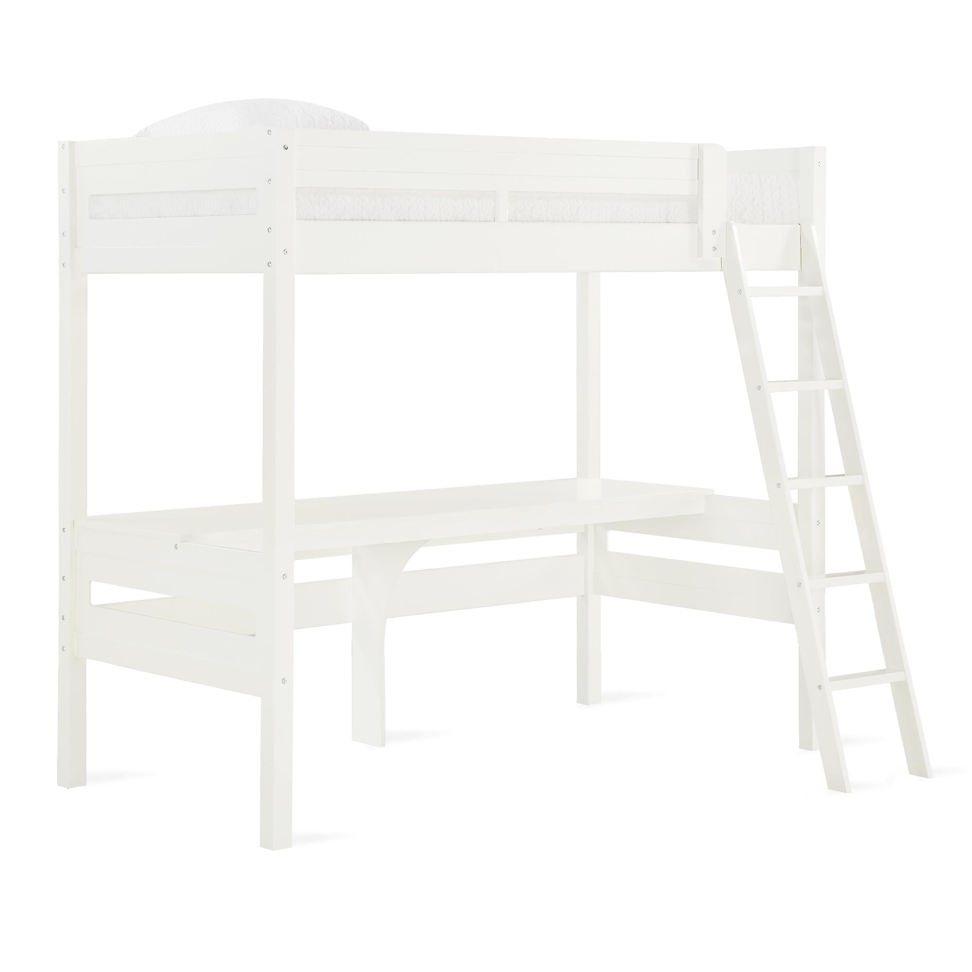 Teen Novogratz Lennon Twin Size Loft Bed with Desk, White