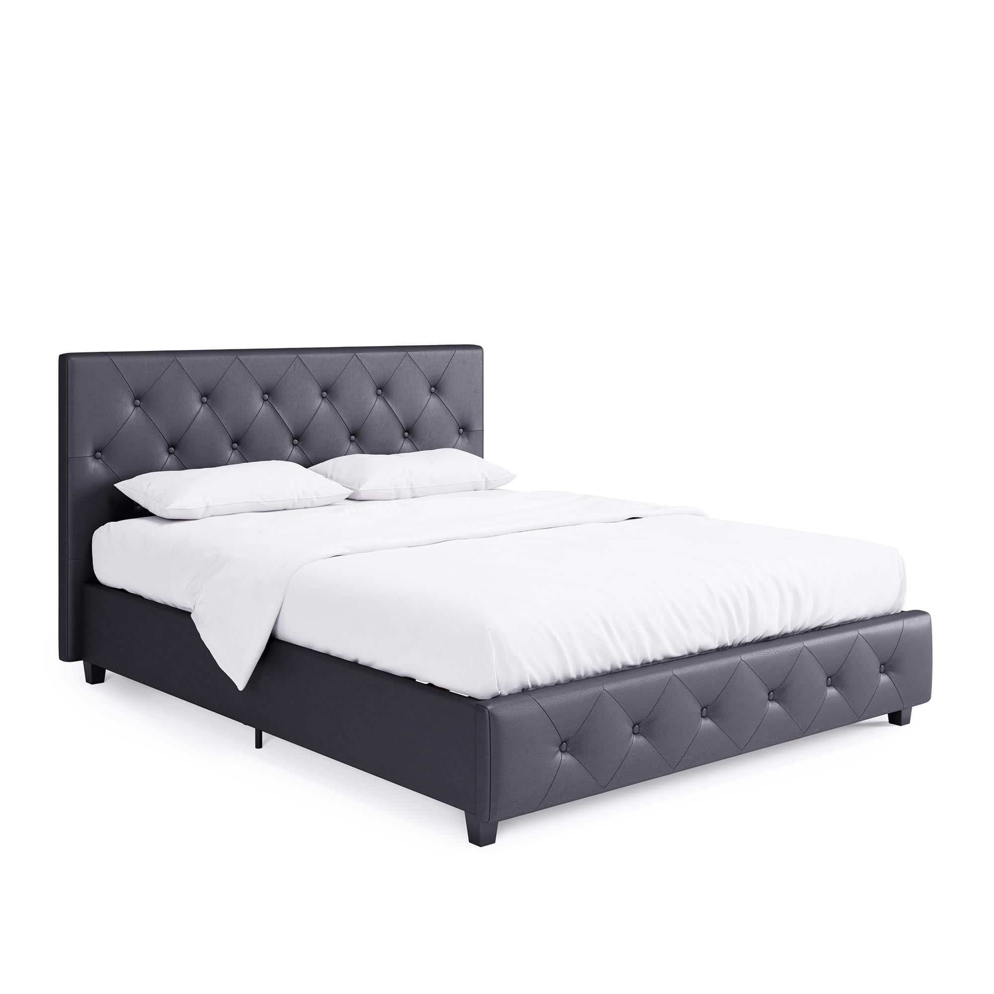 DHP Dakota Upholstered Platform Bed, Queen, Gray Faux Leather