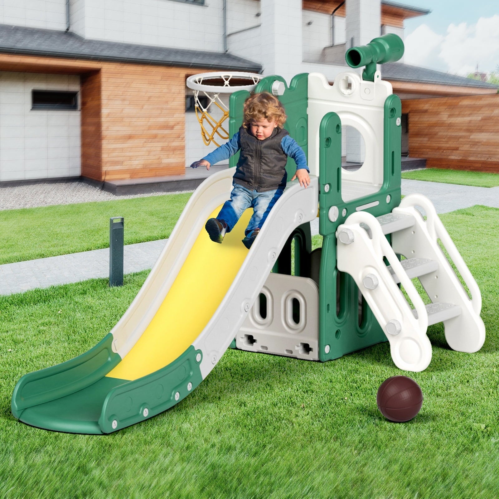 KORIMEFA Toddler Slide for Age 1-3 Outdoor Playset Indoor Playground Kids Slides for Backyard Baby Slide 6 in 1 Climber Slides