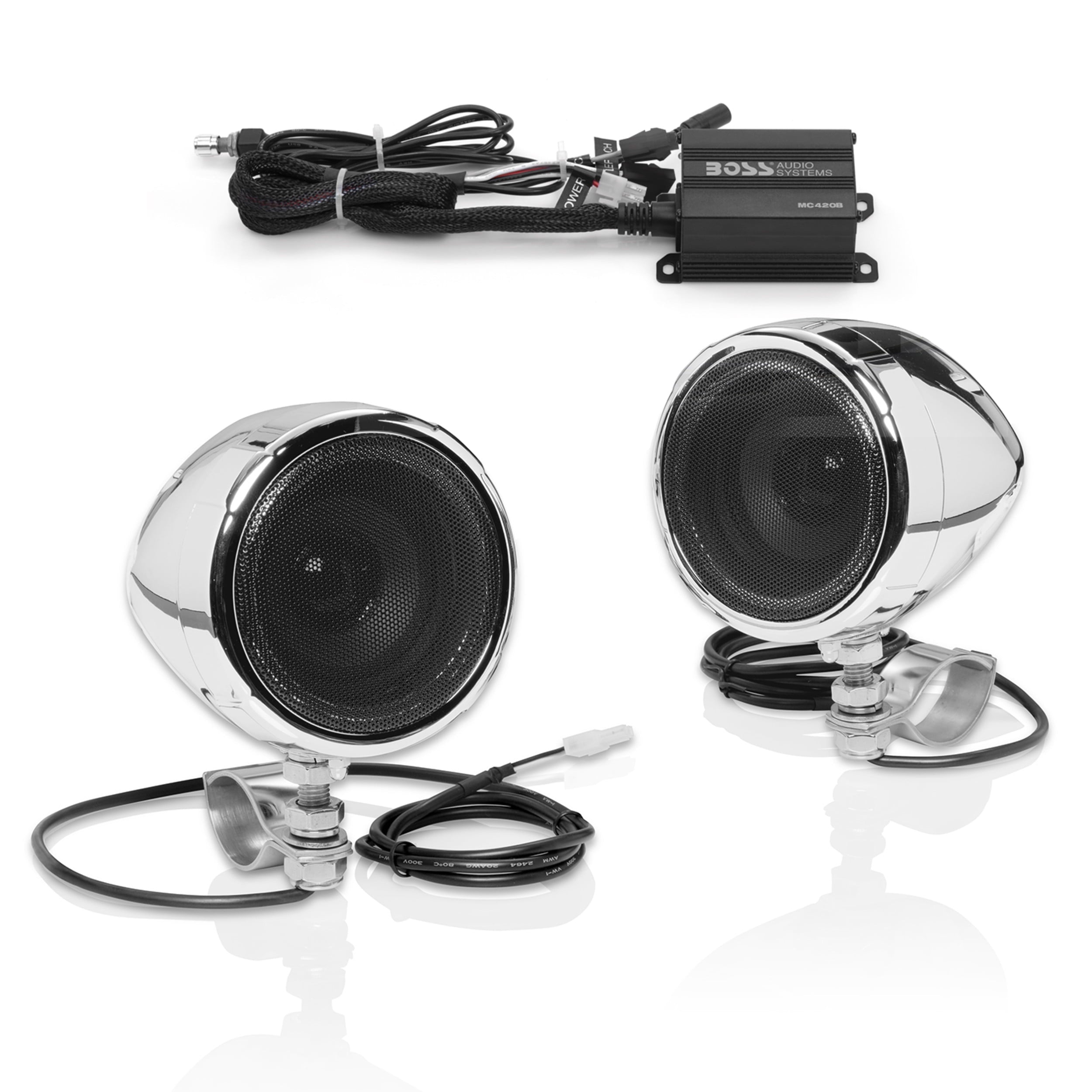 BOSS Audio Systems MC420B Motorcycle Speaker Amplifier, Bluetooth, 3” Speakers