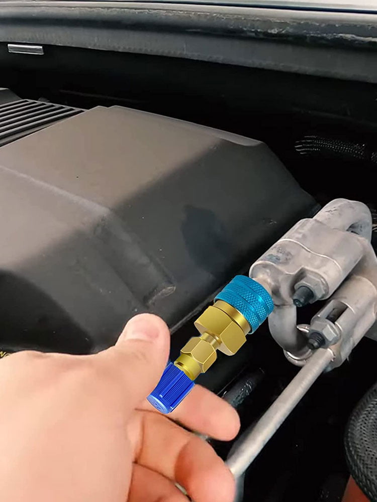 Welpettie 2pcs Quick Couplers Connectors Adapters R1234YF to R134A High and Low Side Quick Coupler R12 to R134A Adapter Fitting Connector for Car Air Conditioning AC Charging