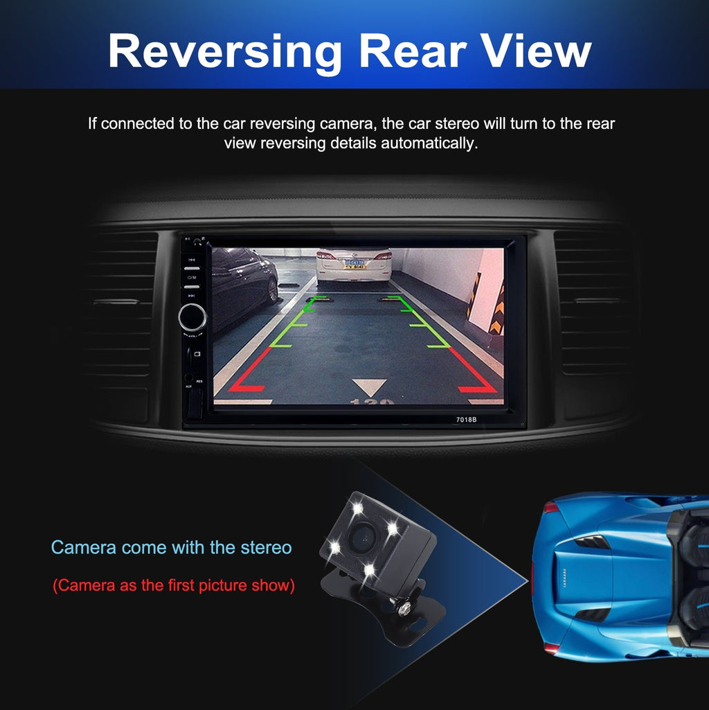 Car Stereo Touch Screen,7" Double Din Radio,Car Stereo with Bluetooth FM AUX USB SD Mirror Link Function,Backup Camera