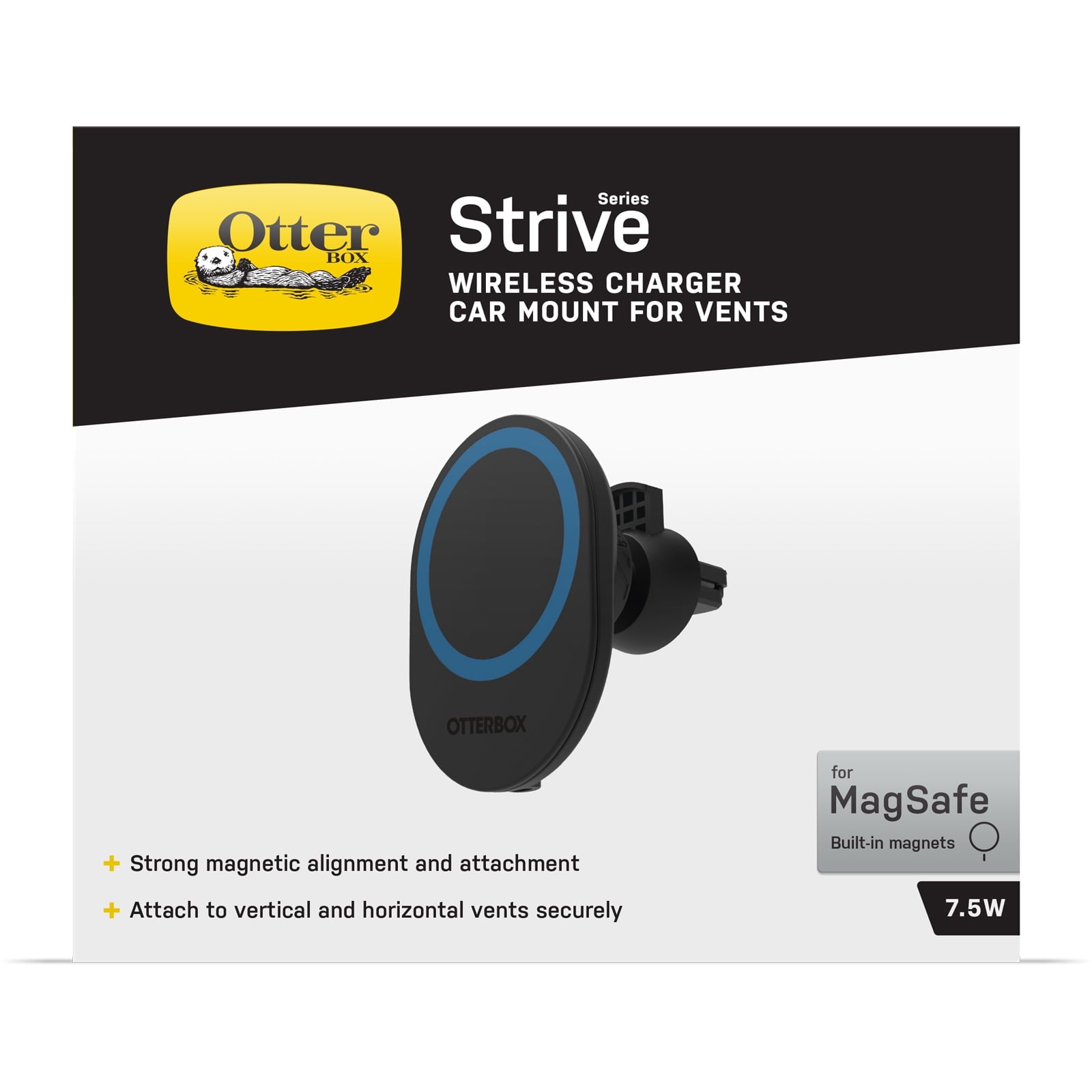 OtterBox Strive Series Wireless Charger Car Vent Mount for MagSafe - Black