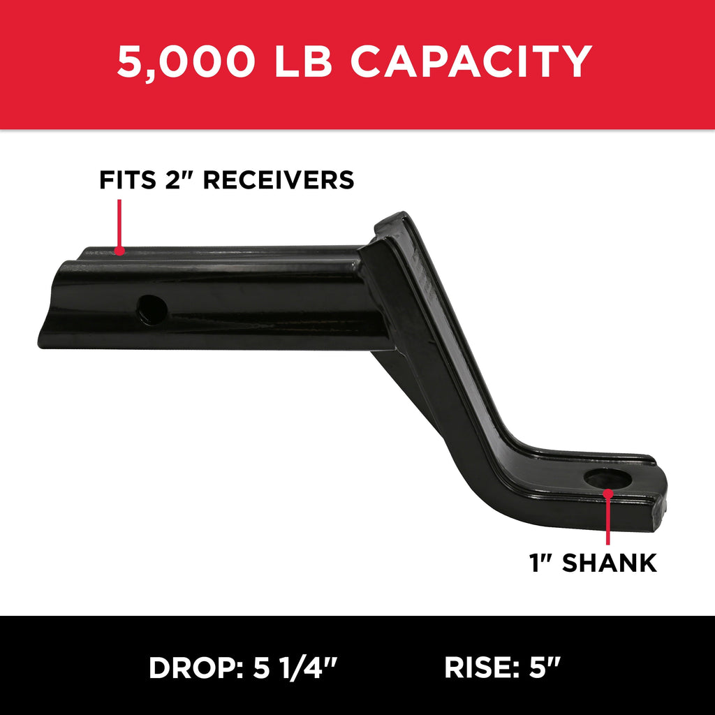 TowSmart Hitch Towing X Mount, Class III, 5.25in Drop, 4in Rise, 1in Shank, 7225, 5000lb, 1 Each