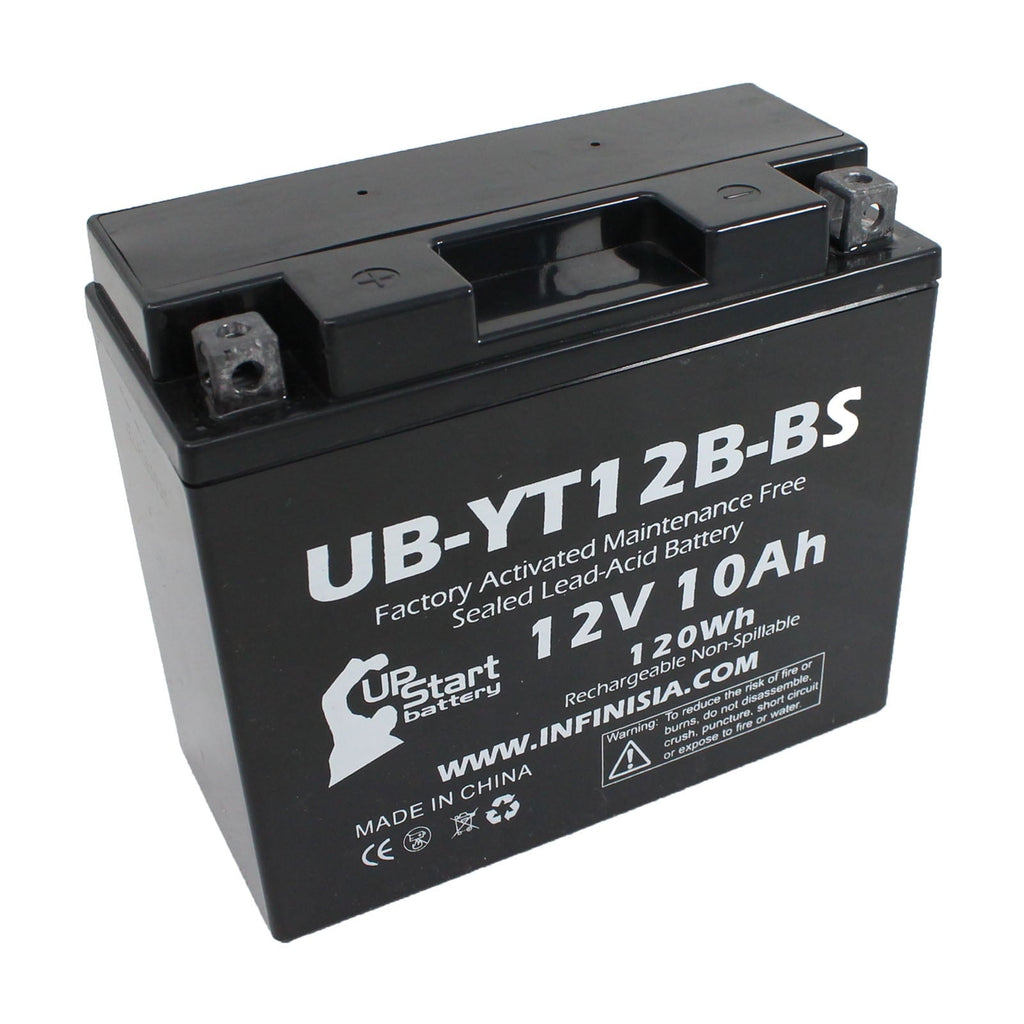 UB-YT12B-BS Battery Replacement for 2006 Yamaha XVS650 V-Star (All) 650 CC Motorcycle - Factory Activated, Maintenance Free, Motorcycle Battery - 12V, 10AH, UpStart Battery Brand