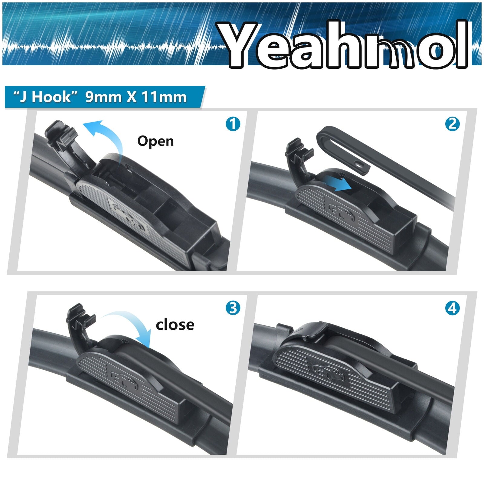 Yeahmol 26"&16" Fit For Honda CR-V 2015 Windshield Wiper Blades, Premium Replacement For Car Front Window Wiper Blades (Set of 2, 26 Inch & 16 Inch J U HOOK)