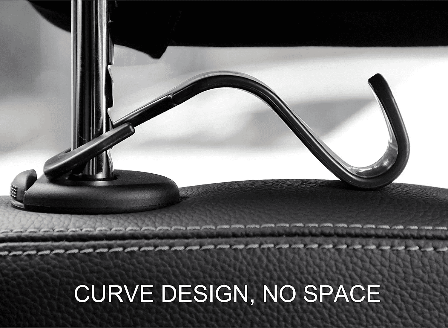 Jusdreen 4 Pack S Type Car Seat Headrest Hook Hanger Storage Organizer for Handbag Purse Headrest Hooks for Cars-Black