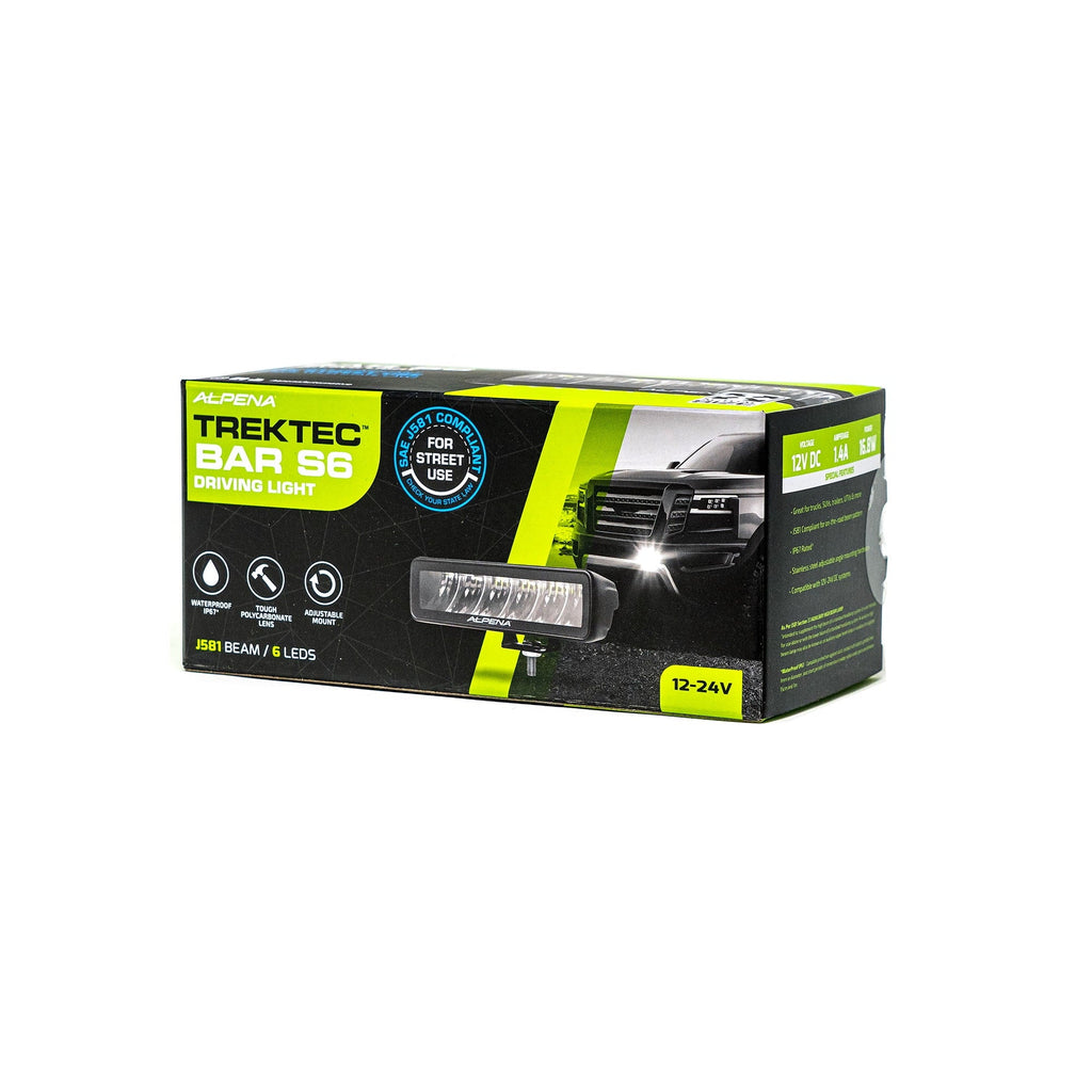 Alpena TrekTec LED Light Bar S6, 12V, Model 71073, Fit Type - Universal for Trucks, Cars, SUVs