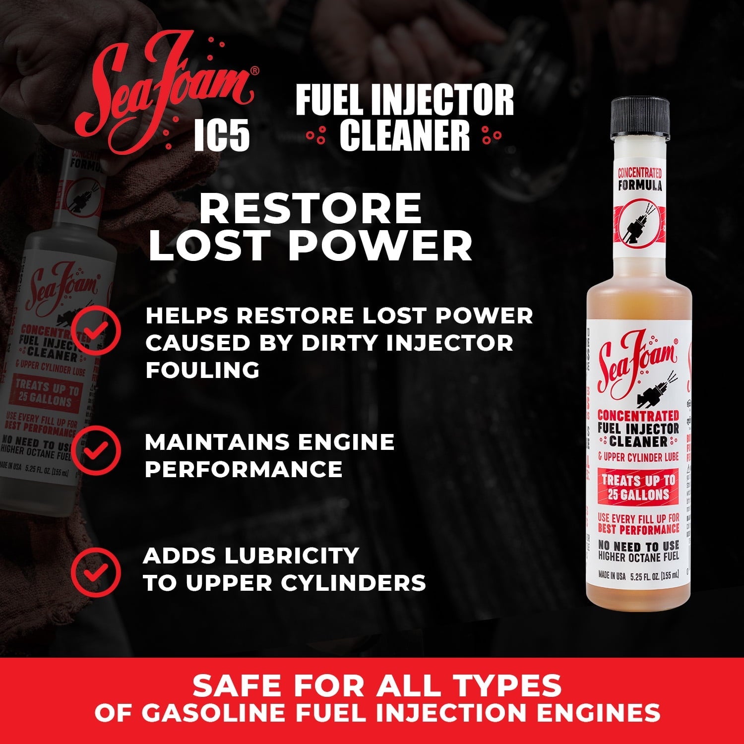 Sea Foam IC5 Concentrated Fuel Injector Cleaner Automotive Additive, 5.25 oz