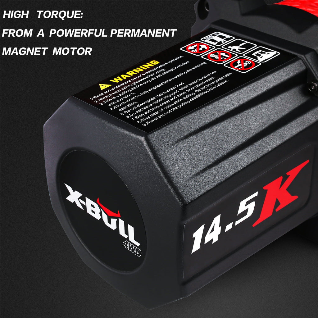 X-BULL Electric Winch XPV 14500LBS  12V Winch Synthetic Rope SUV Jeep Truck Towing 4WD Off-Road