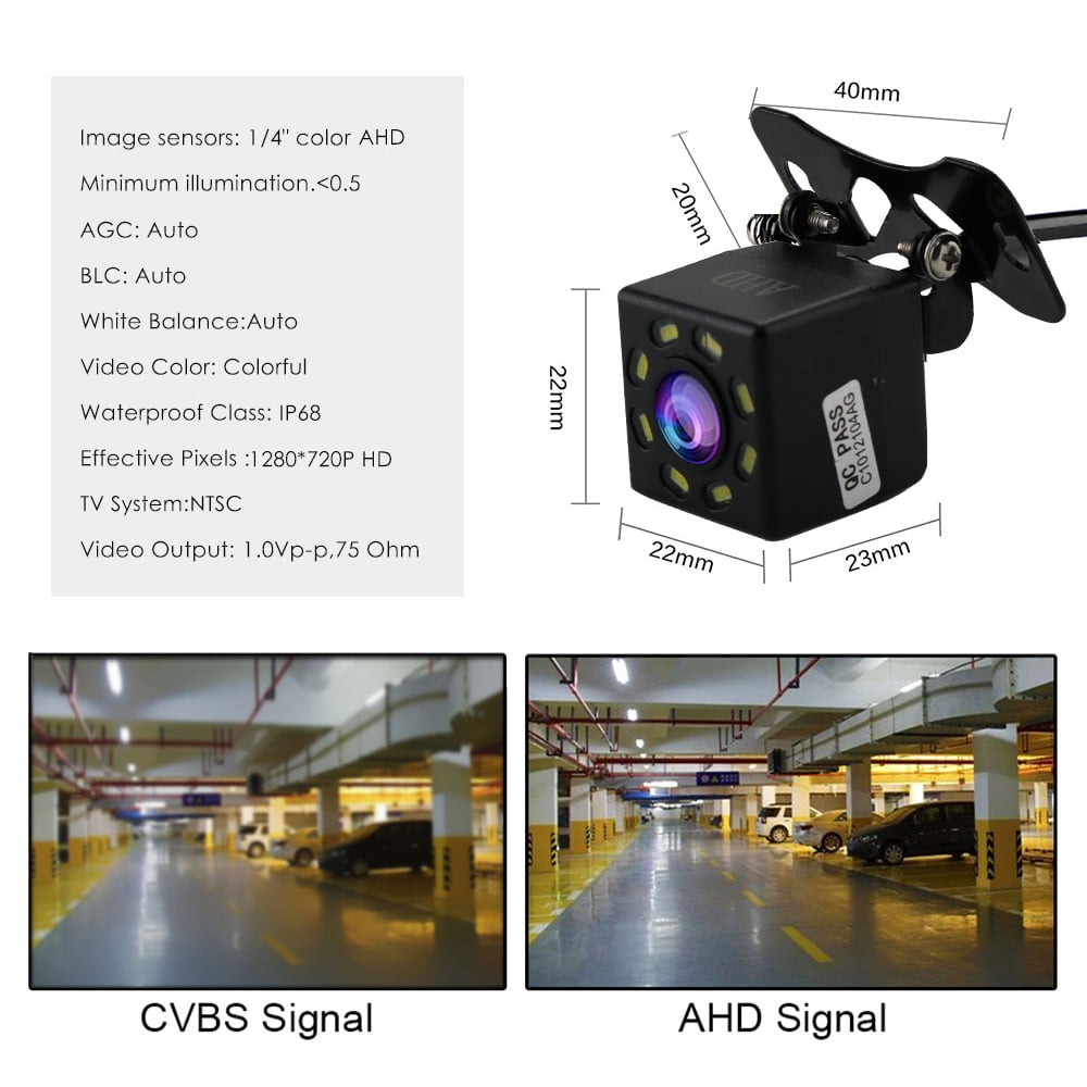 Universal Waterproof 170° AHD Night Vision Car Pickup Reverse Backup Rear View Parking Camera Kit