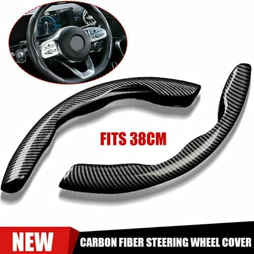 Anti-Slip Car Steering Wheel Cover, Universal 14.5 Inch Carbon Fiber Car Steering Wheel Protector Cover, Car Steering Wheel Accessories (Carbon Fiber) red