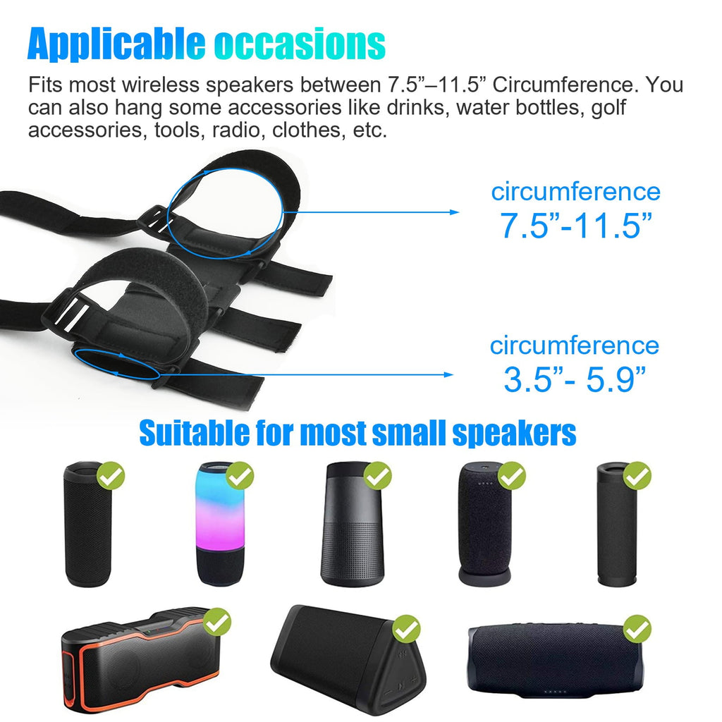 Portable Speaker Mount Straps, EEEkit Outdoor Adjustable Strap,  Bluetooth Wireless Speaker Strap Holder Compatible with Golf Cart, Bike, Railing, Frame