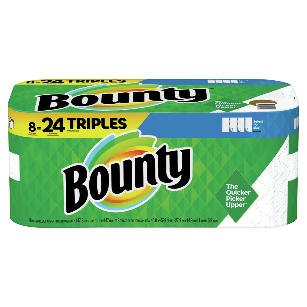 Bounty Select-A-Size Paper Towels, White, 8 Triple Rolls = 24 Regular Rolls, 8 Count