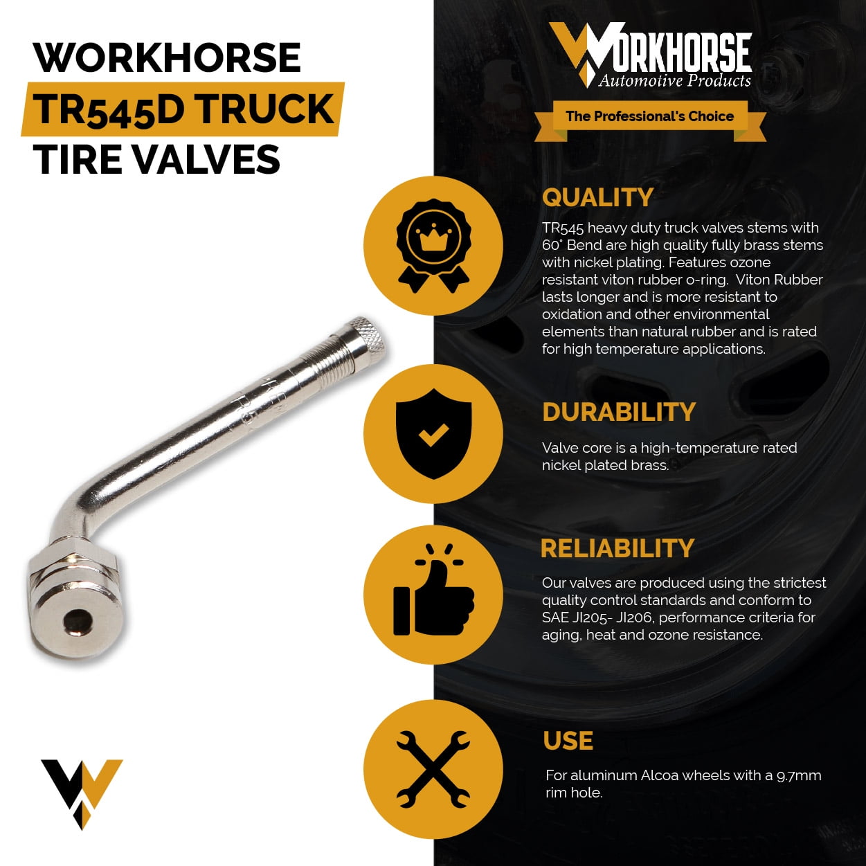 Workhorse Automotive TR545D Truck Tire Valve Stems. Pack of 10.