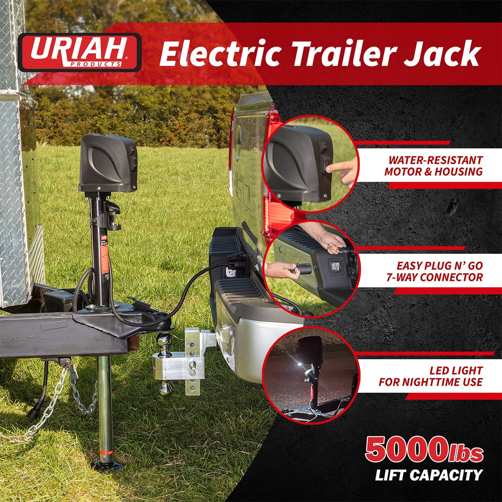 Uriah Products Electric 7 Way Connector 5000lb Lift Capacity Trailer Jack
