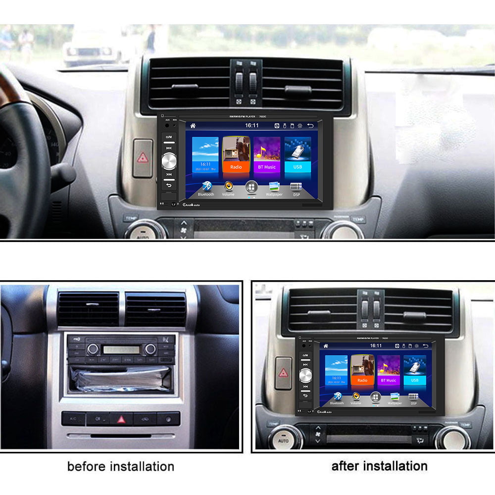 Podofo Double 2 Din 6.2'' Car Stereo Radio with Apple Carplay Android Auto HD Touch Screen Car MP5 Player Bluetooth Mirror Link USB,with Rearview Camera