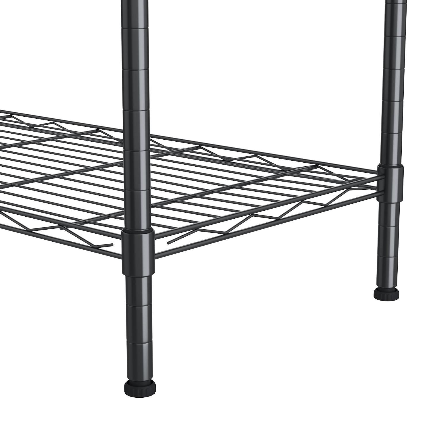 6-Tier Wire Shelving Unit Storage Rack Metal Shelf Organizer with 6 Hooks for Kitchen Bathroom Garage Balcony 21.26" x 11.42" x 62.99"