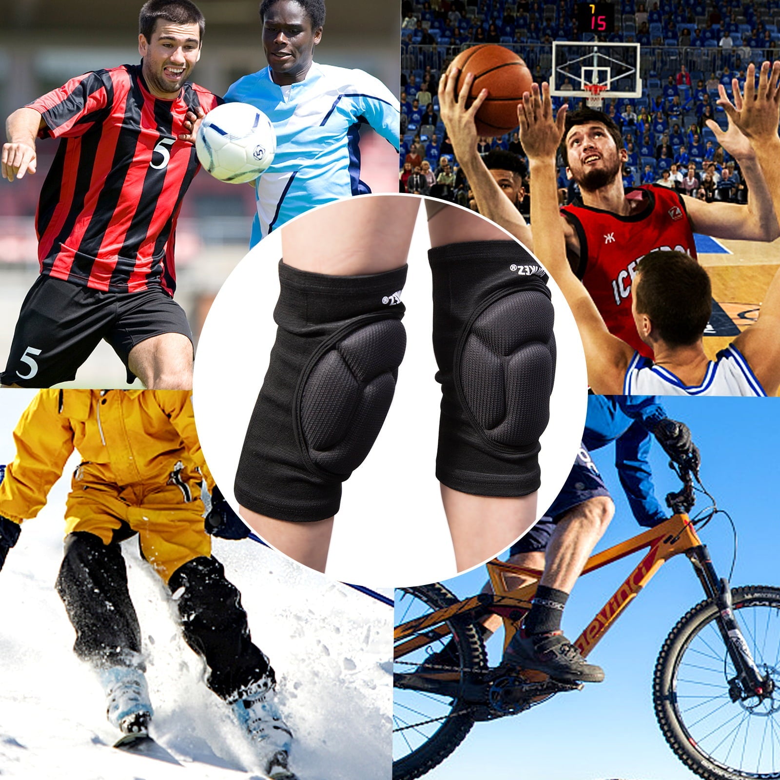 Adult Sponge Knee Pads Protector Gear Volleyball Mountain Bike Skate Football Wrestling Hiking Shockproof Pad Support Brace Guard Elbo