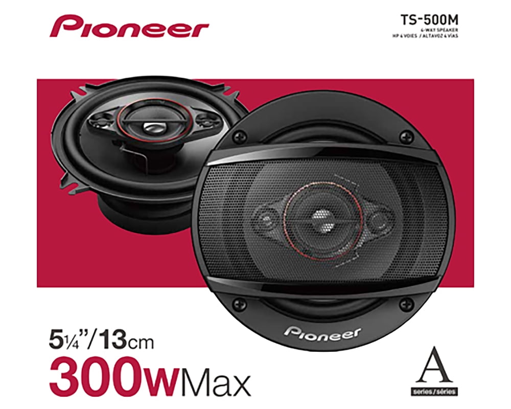 Pioneer TS-500M 5-1/4" - 4-way 300 W Max Power | 11mm Tweeter and 11mm Super Tweeter and 1-5/8" Cone Midrange | Coaxial Speakers | (Sold in Pairs)